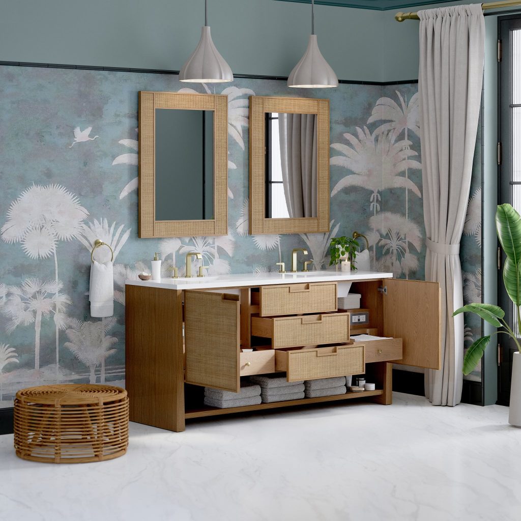 Modern Natural Cane Detail Vanities