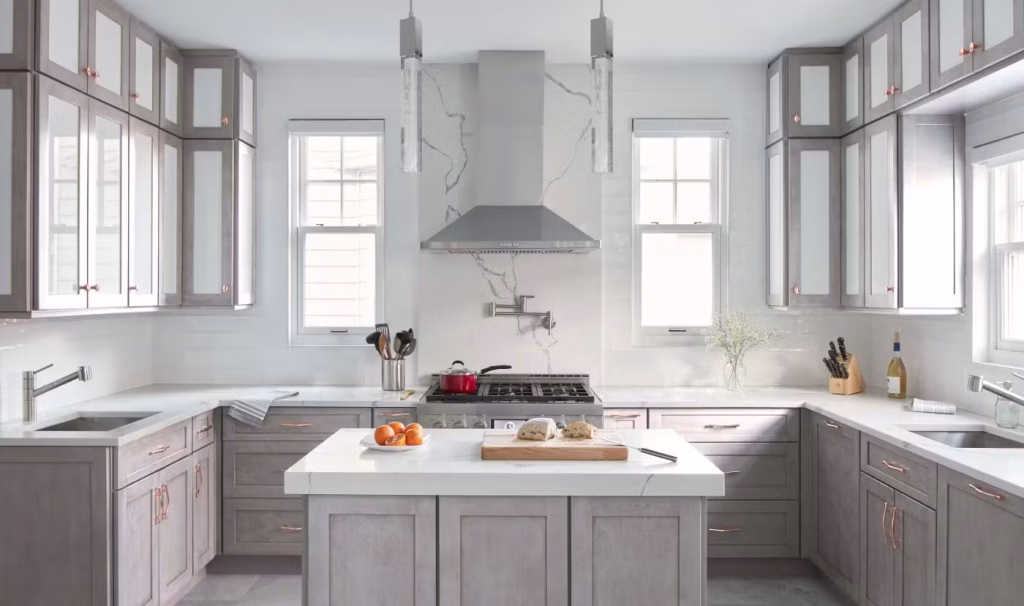 light gray shaker cabinets