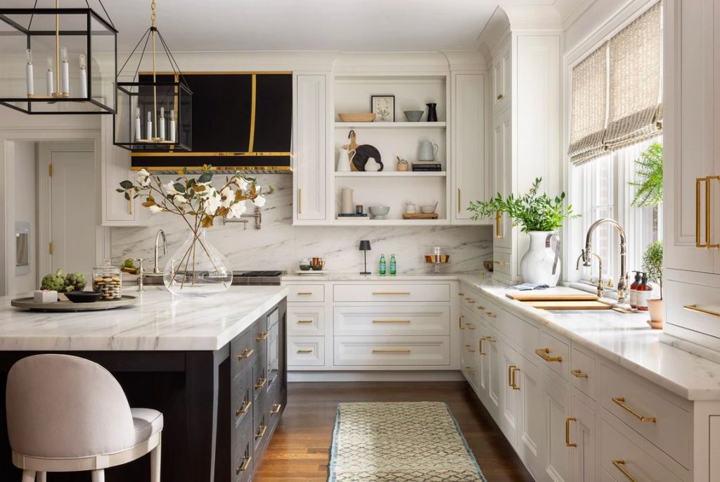 Quartz Countertops with White Kitchen Cabinets