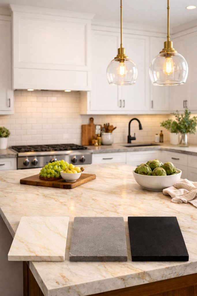 countertop colors with white cabinets