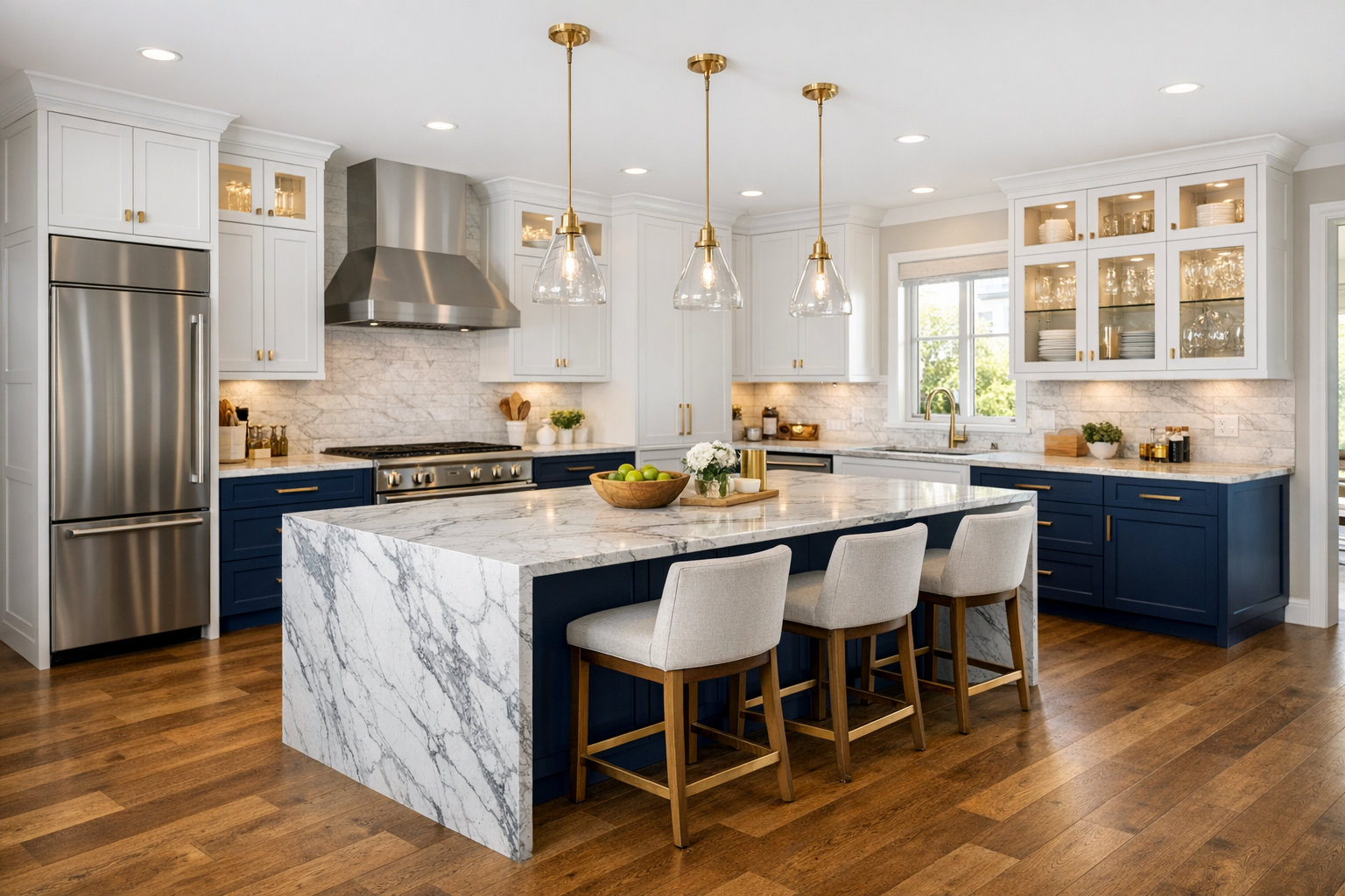 Modern kitchen remodel with white cabinets