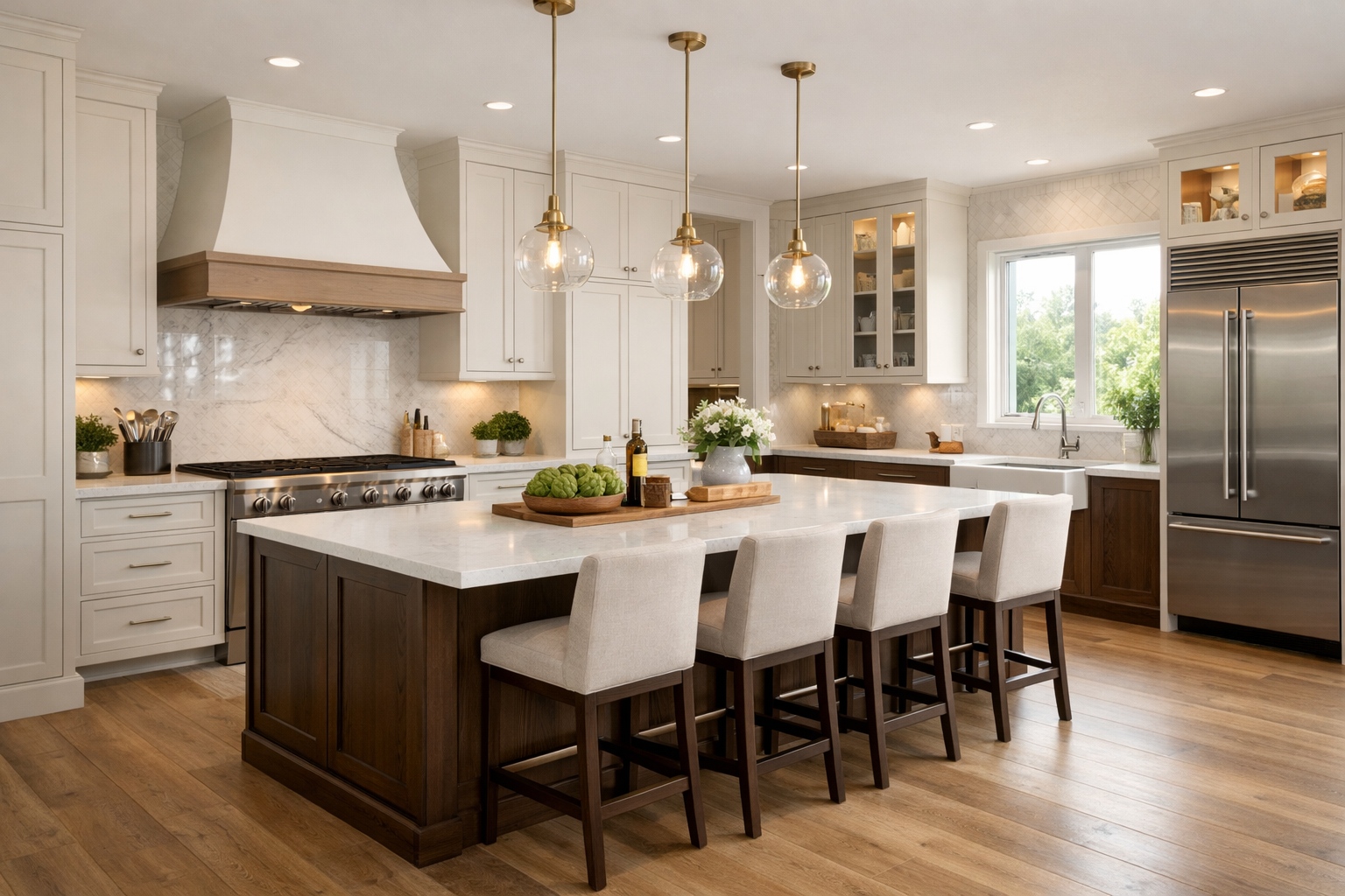 Coordinated remodeling team managing kitchen budget