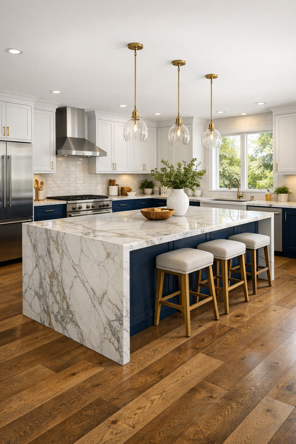 Designer and homeowner planning kitchen layout