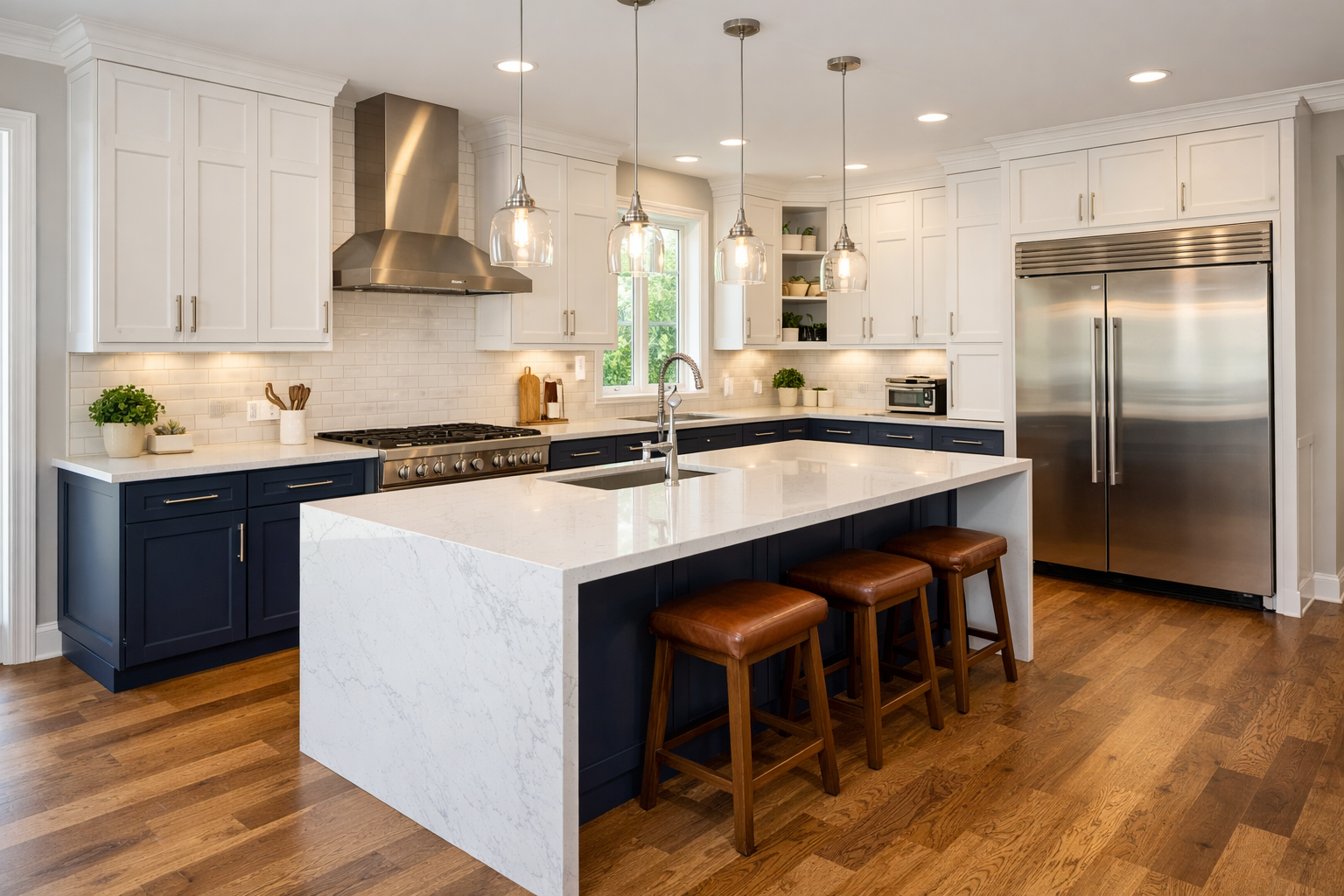 Modern white kitchen with updated finishes