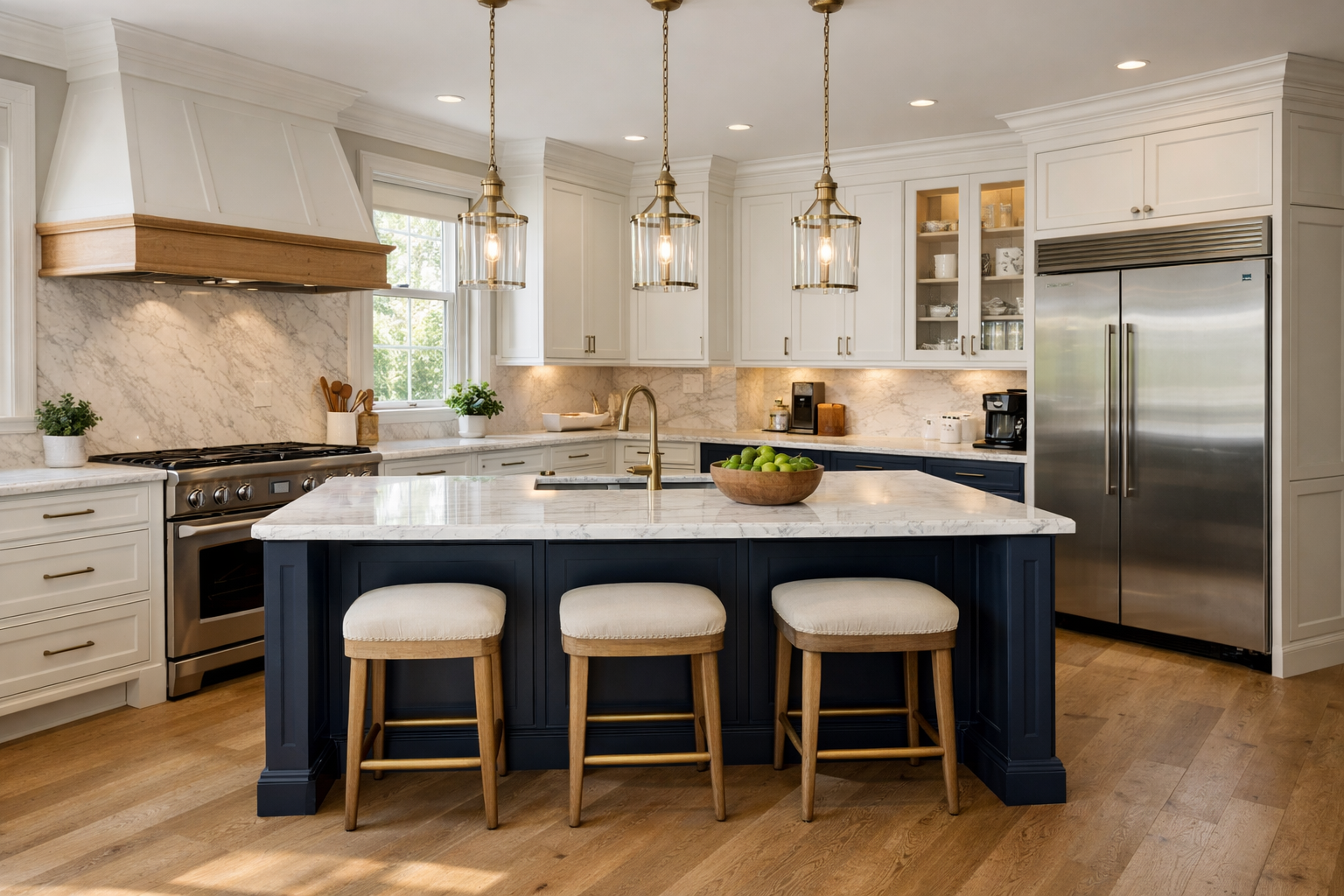 Designer consulting NJ homeowners on kitchen plans