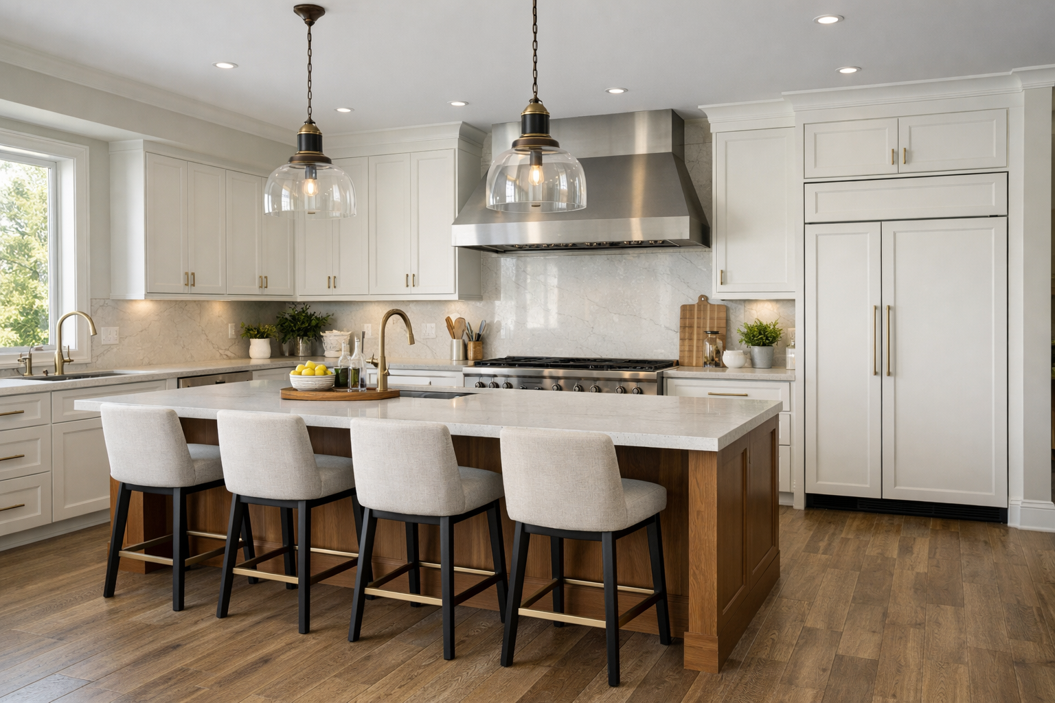 Contractor and homeowner reviewing kitchen plans