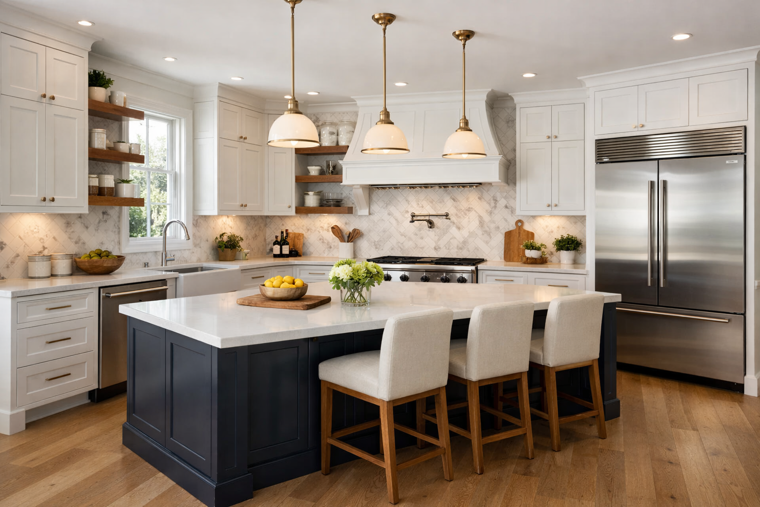 Homeowner reviewing professional kitchen remodel plans