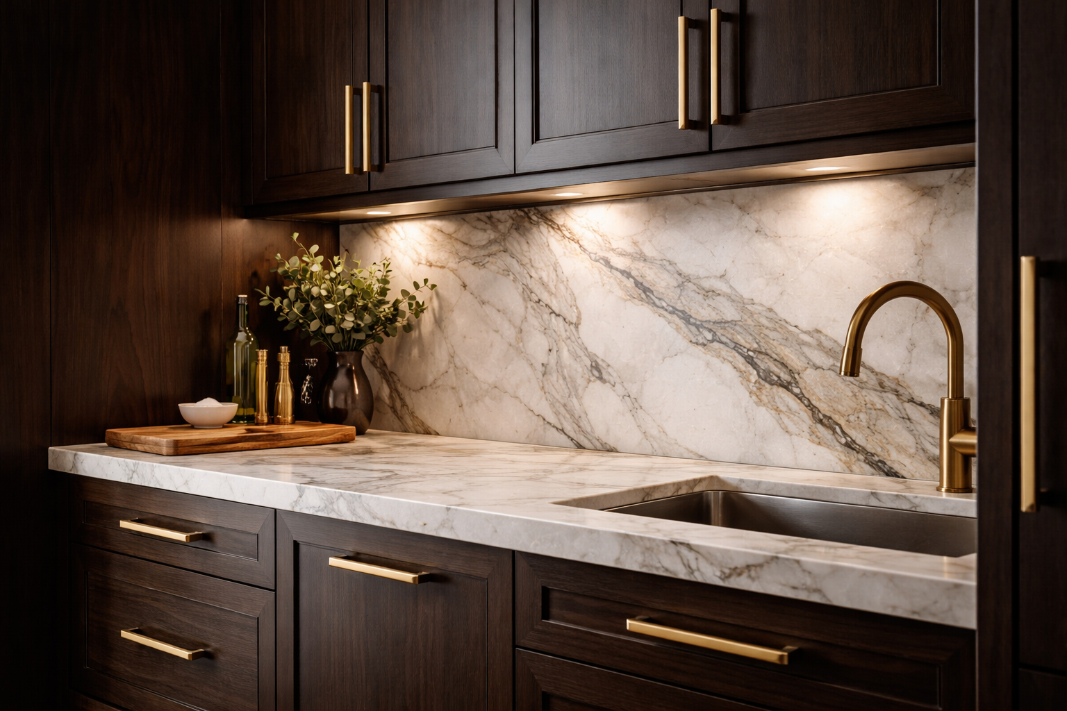 Dark shaker cabinets with light counters