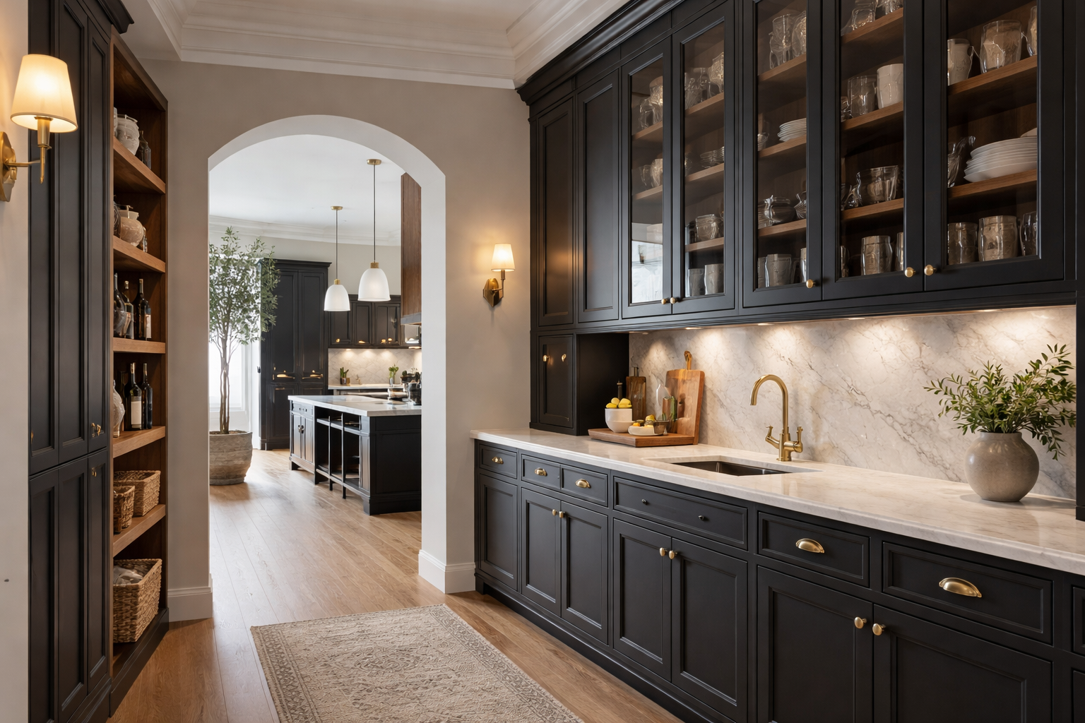 Luxury kitchen with dark cabinetry