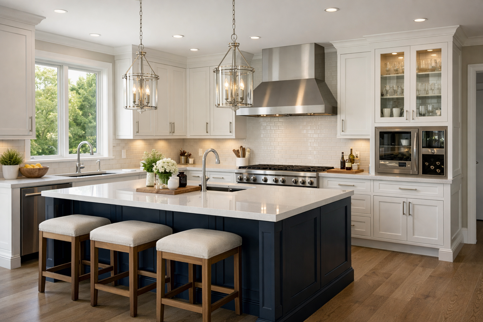 Refaced kitchen cabinets in New Jersey home