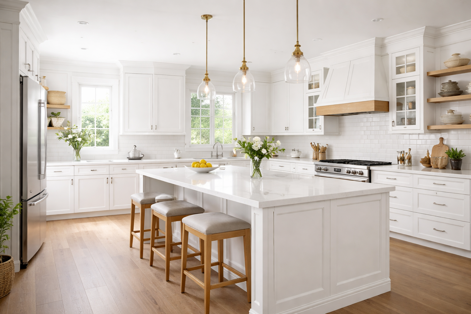 white shaker kitchen cabinets