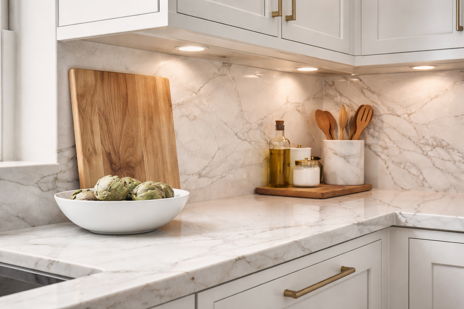 Modern kitchen with white shaker cabinetry