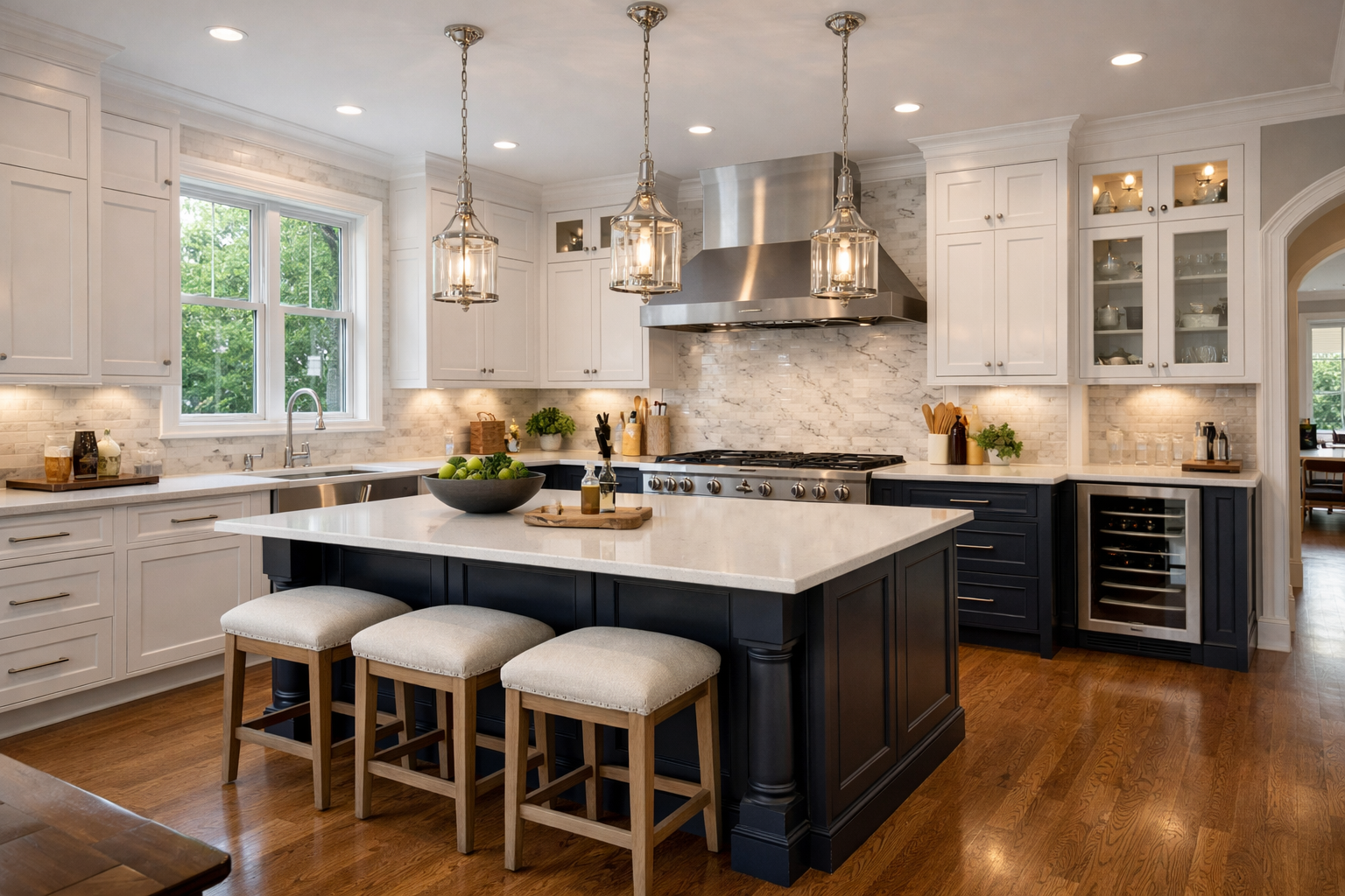 Newly replaced custom kitchen cabinets