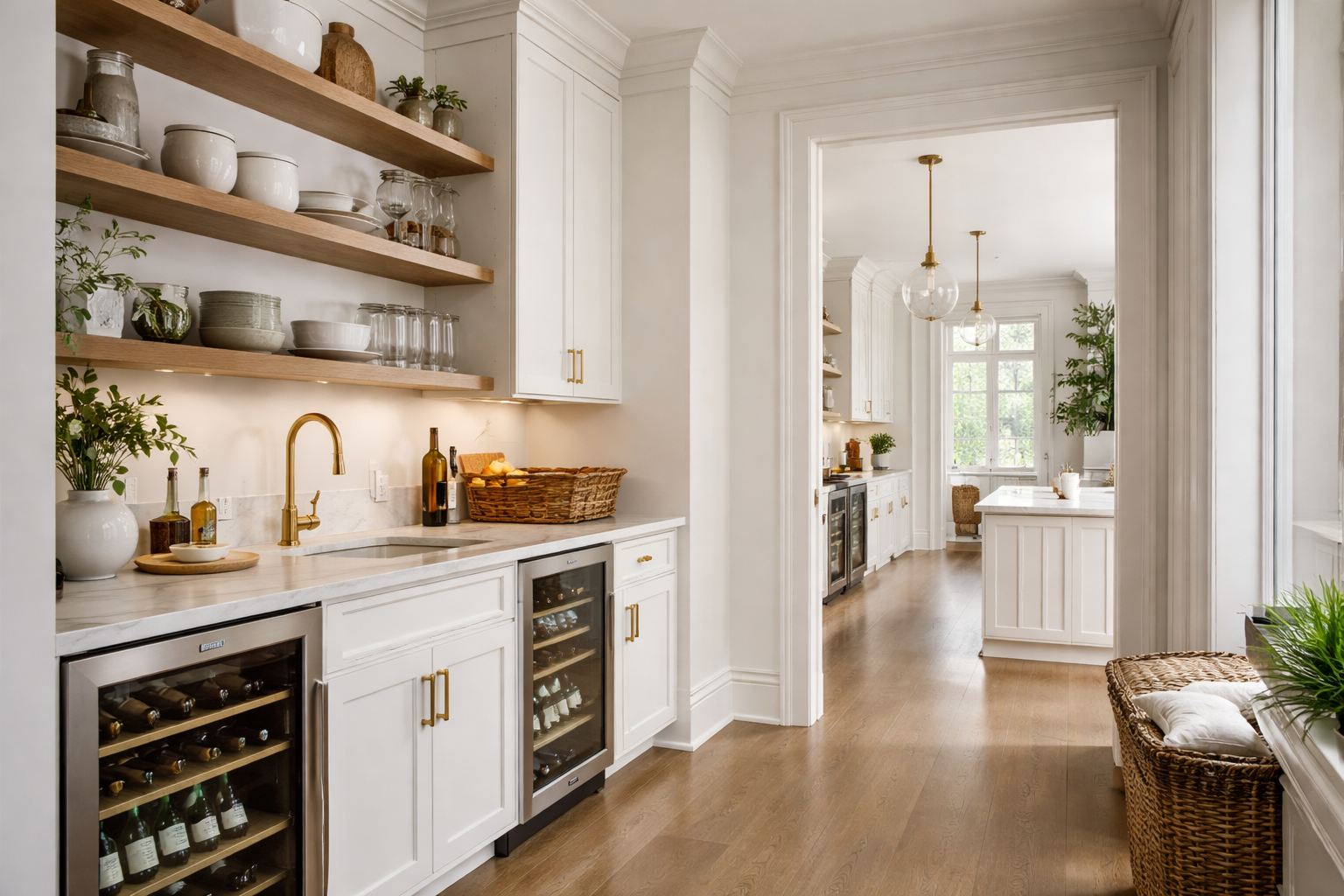 Bright shaker kitchen with island seating