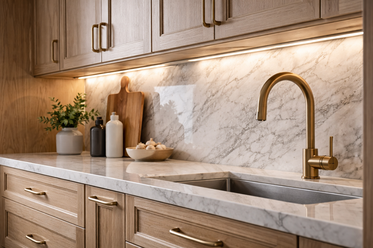 Custom kitchen layout with ample storage