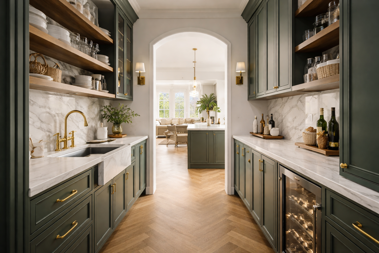 Homeowner reviewing custom kitchen cabinet designs