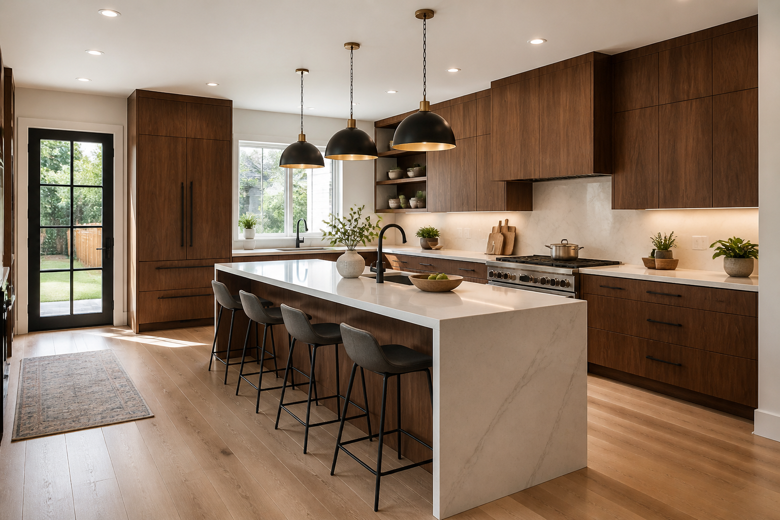 walnut slab kitchen cabinets