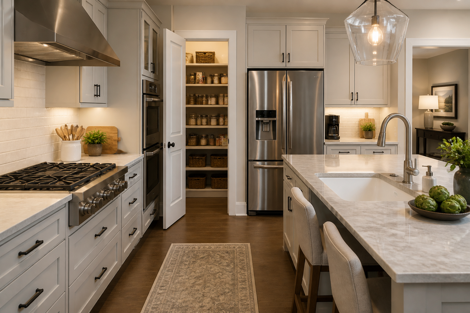 Designer and homeowner planning kitchen remodel