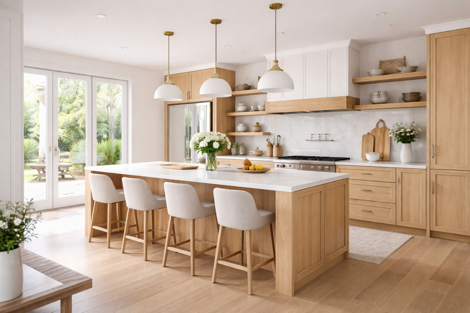 white oak kitchen cabinets