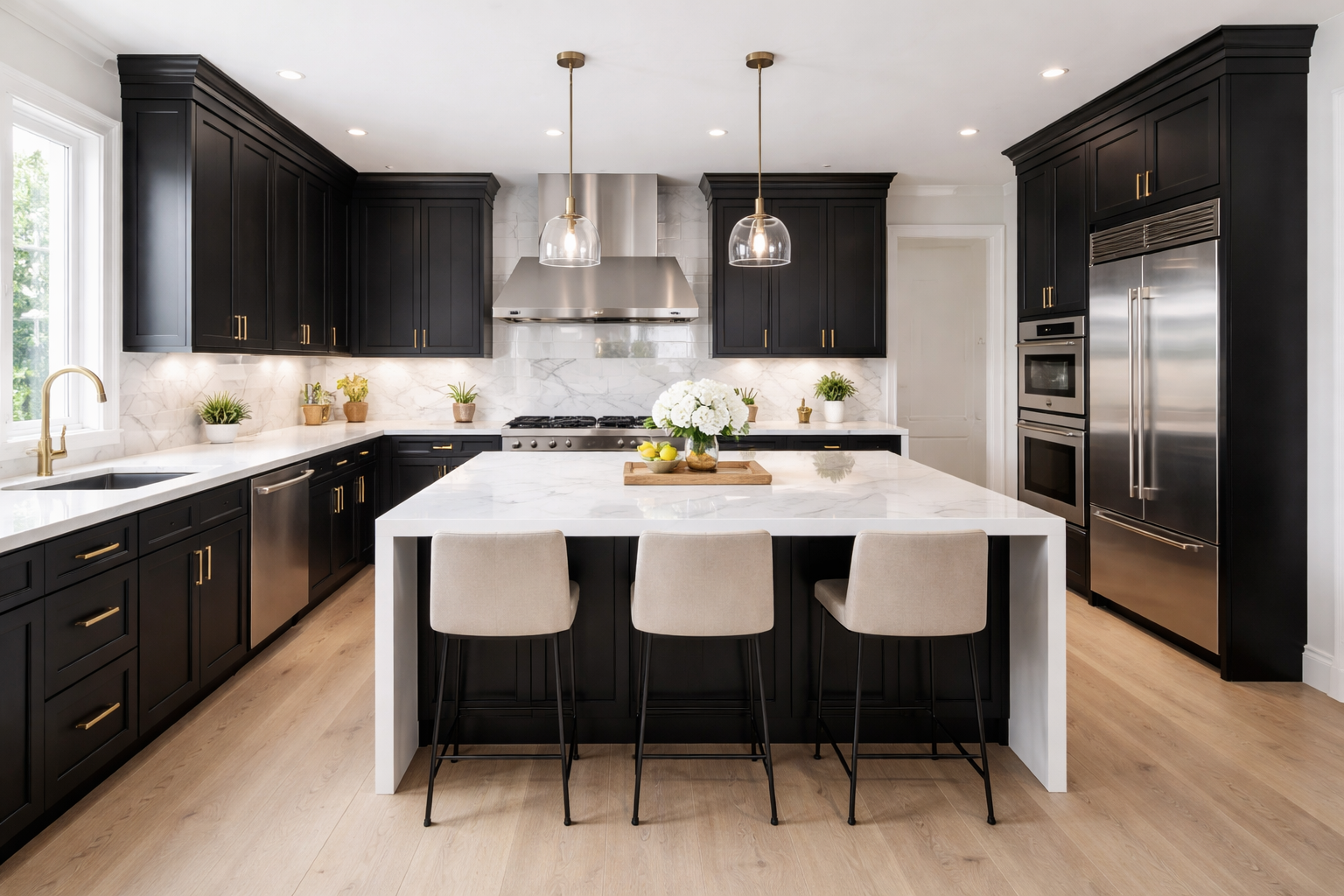 black shaker cabinets
