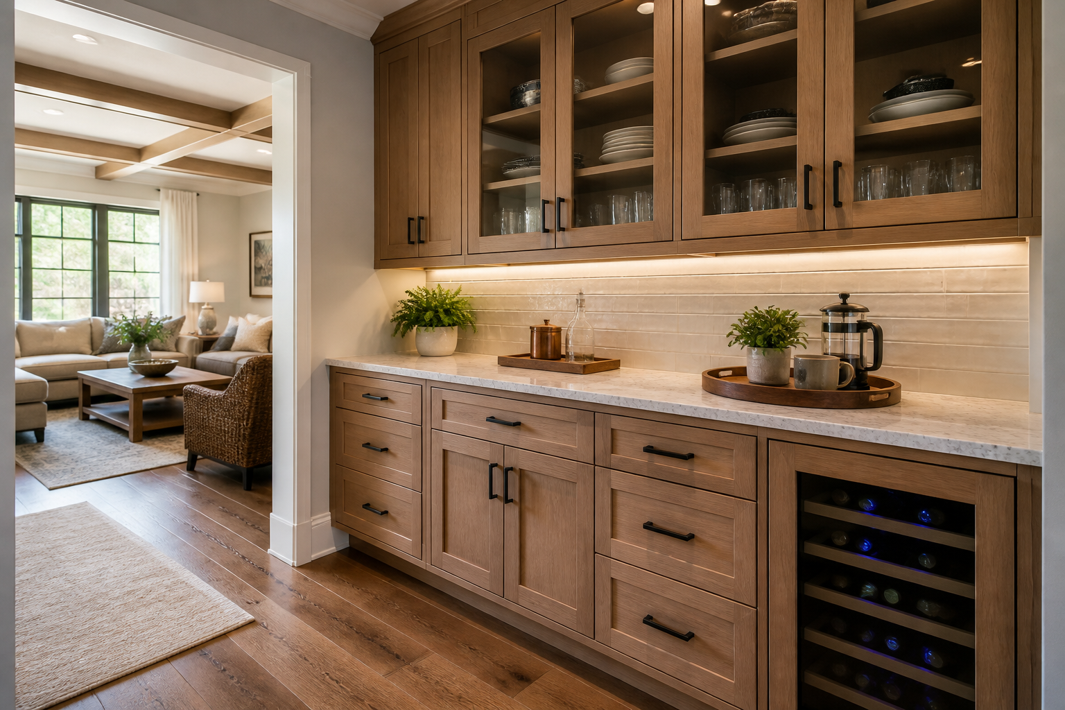 Designer reviewing kitchen cabinet samples