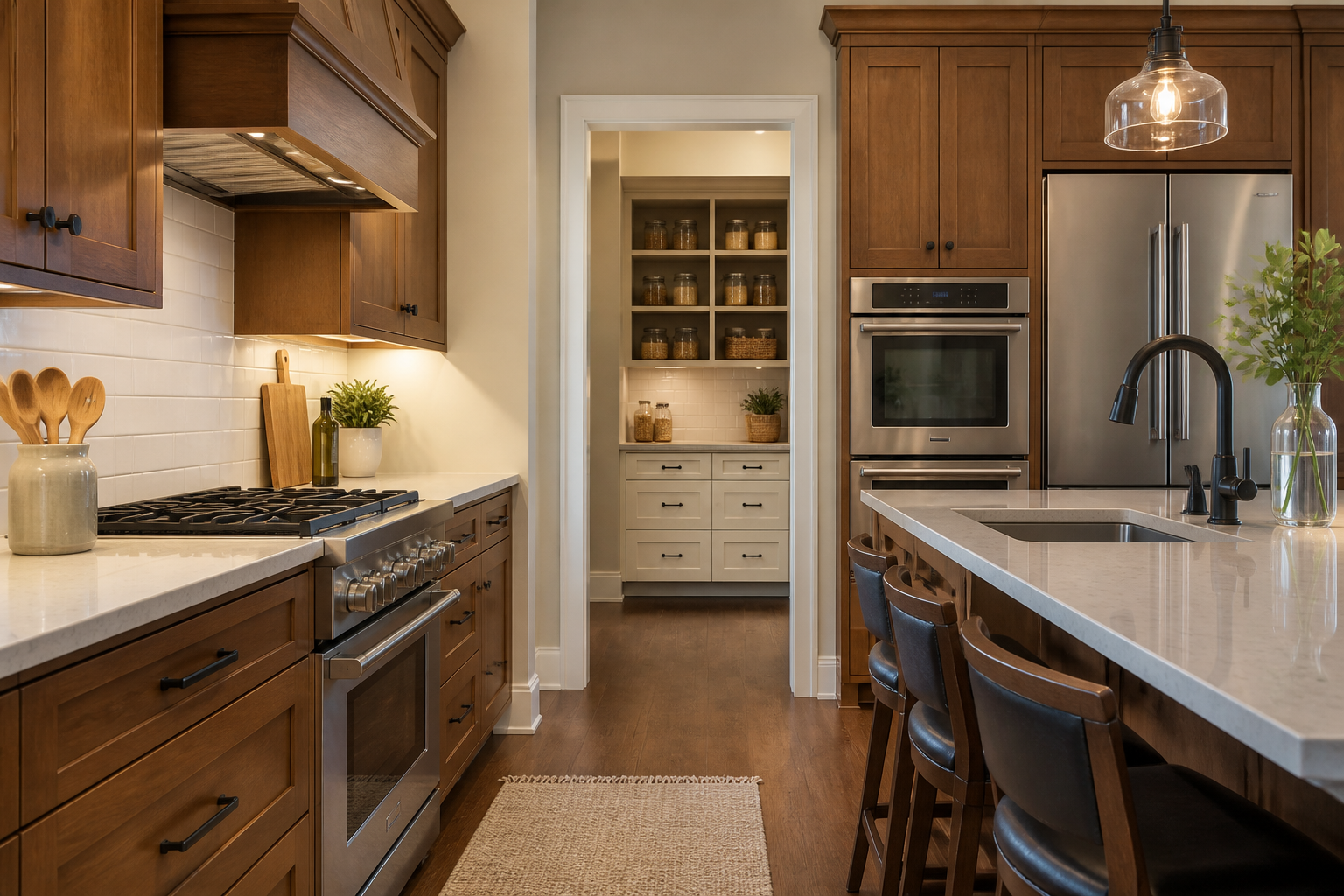 Dark walnut kitchen cabinetry design