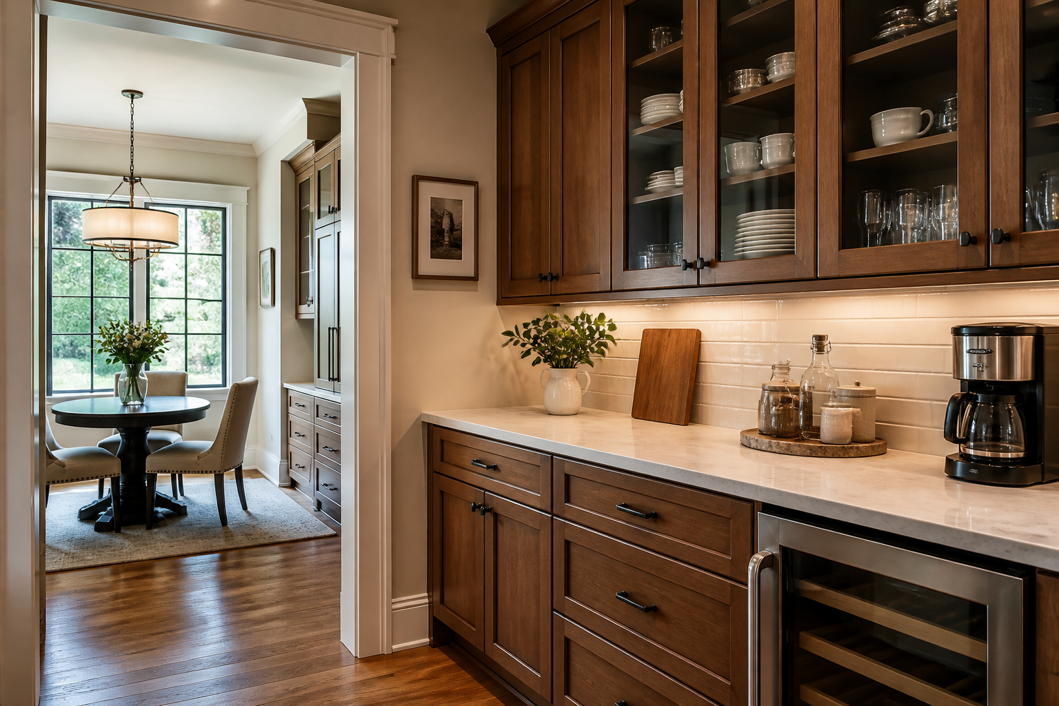 Designer reviewing wood cabinet samples
