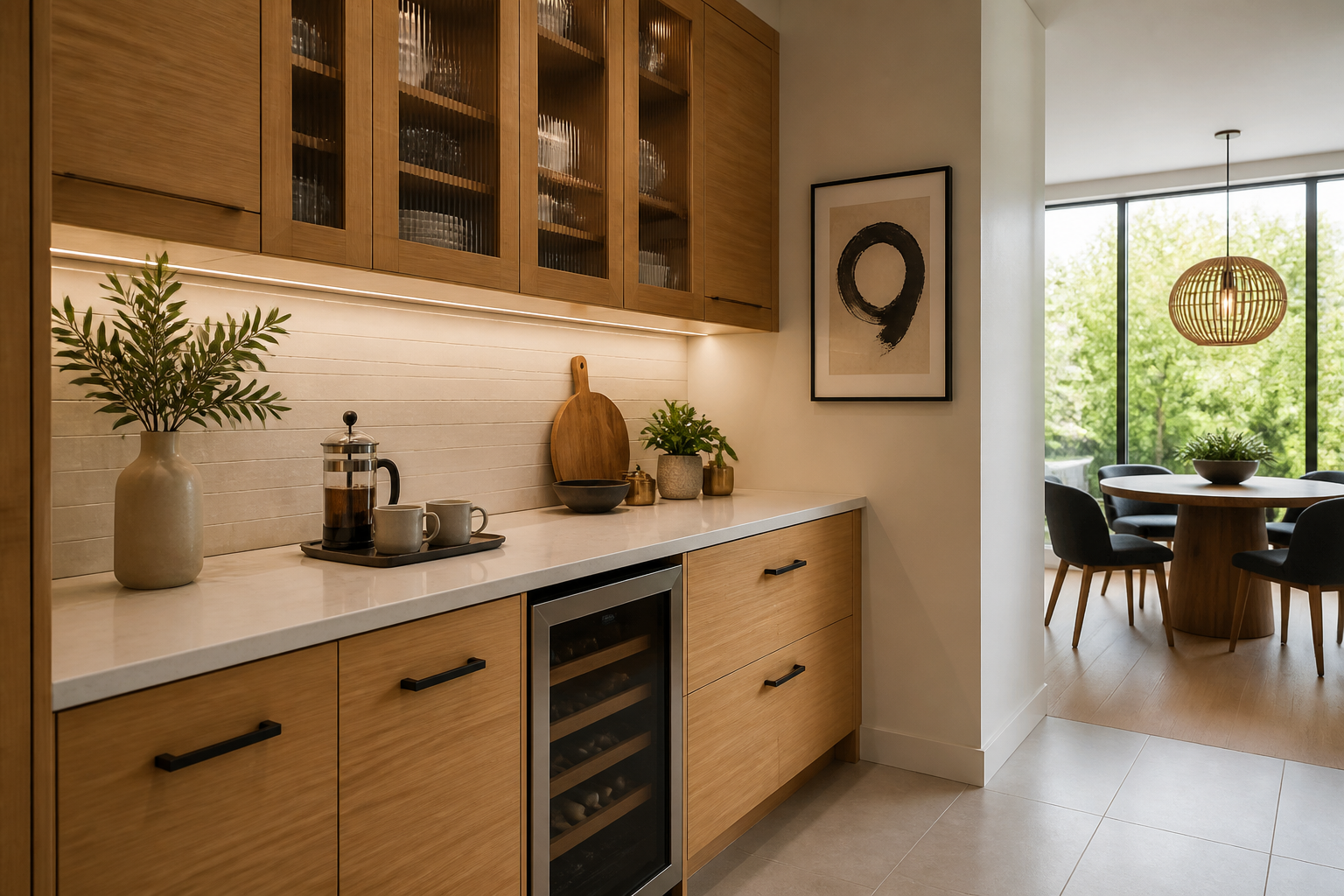Sleek bamboo kitchen in New Jersey home
