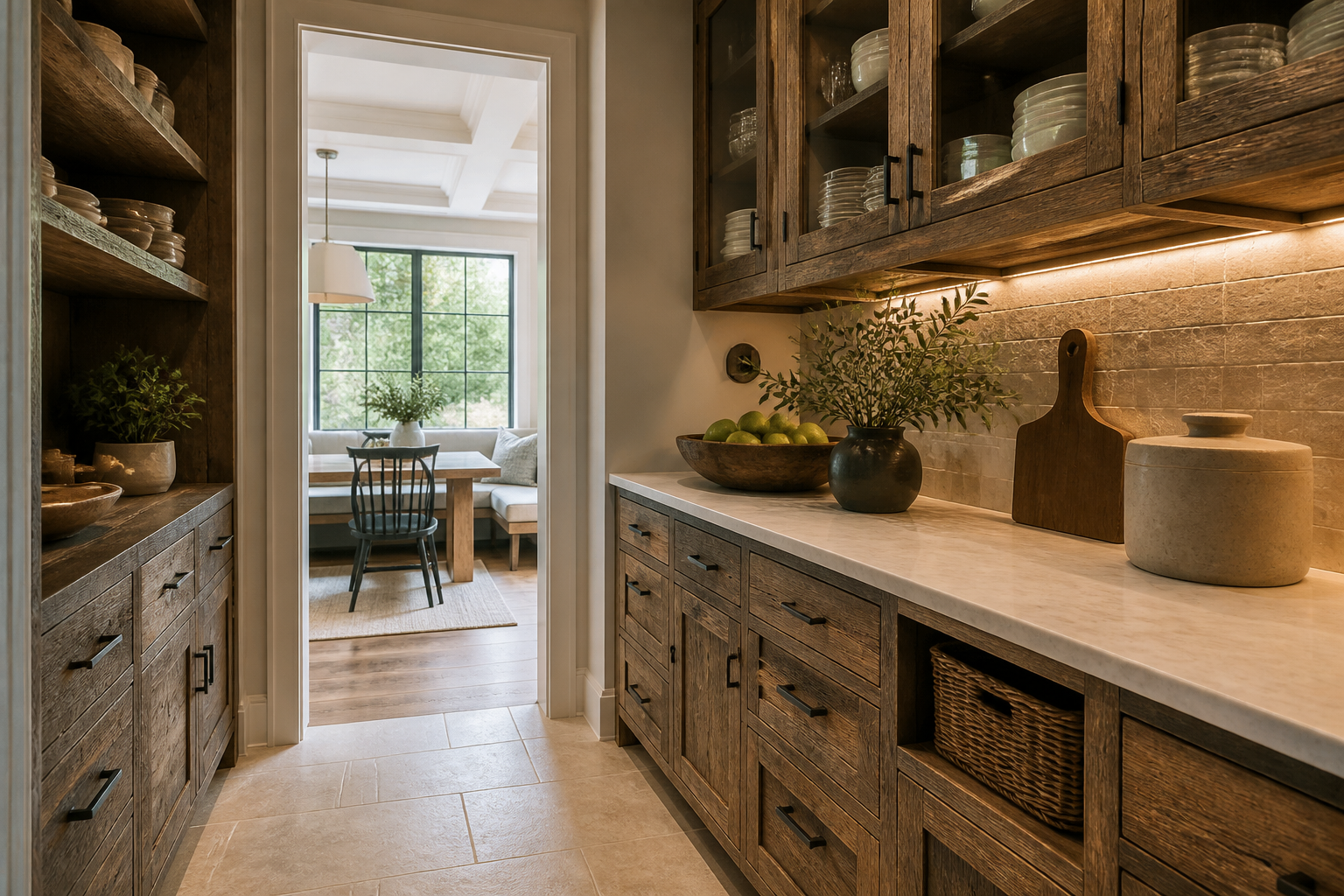 Professional installation of reclaimed wood kitchen cabinets