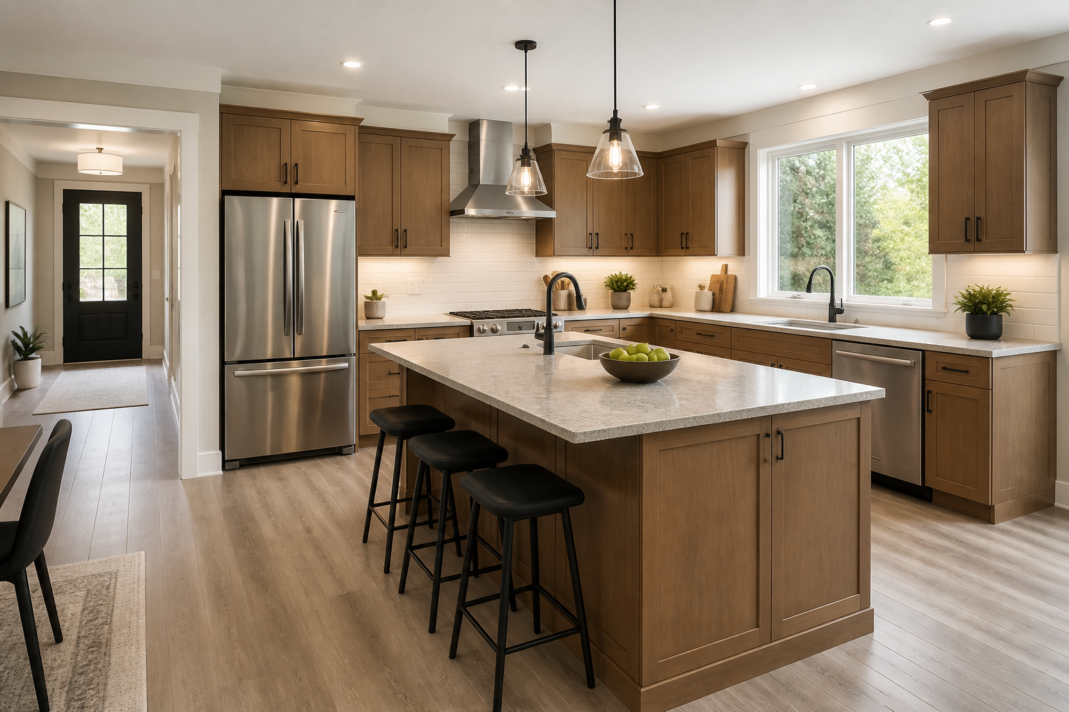 Modern kitchen with laminate countertops