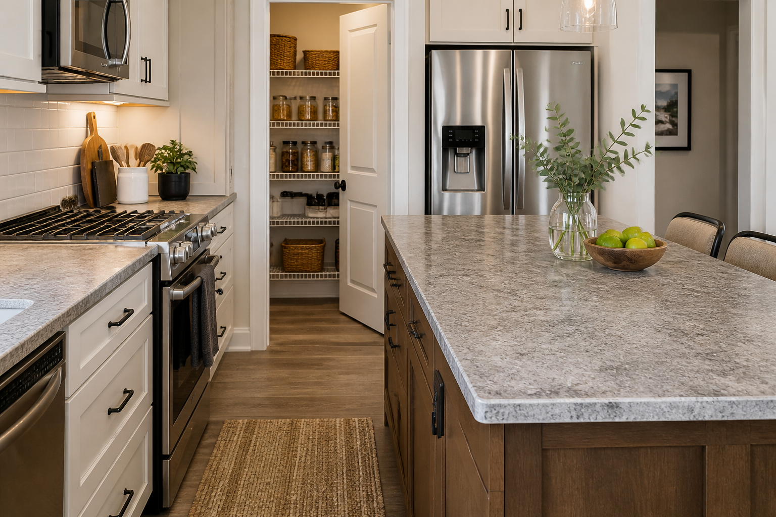 Close up of patterned laminate countertop