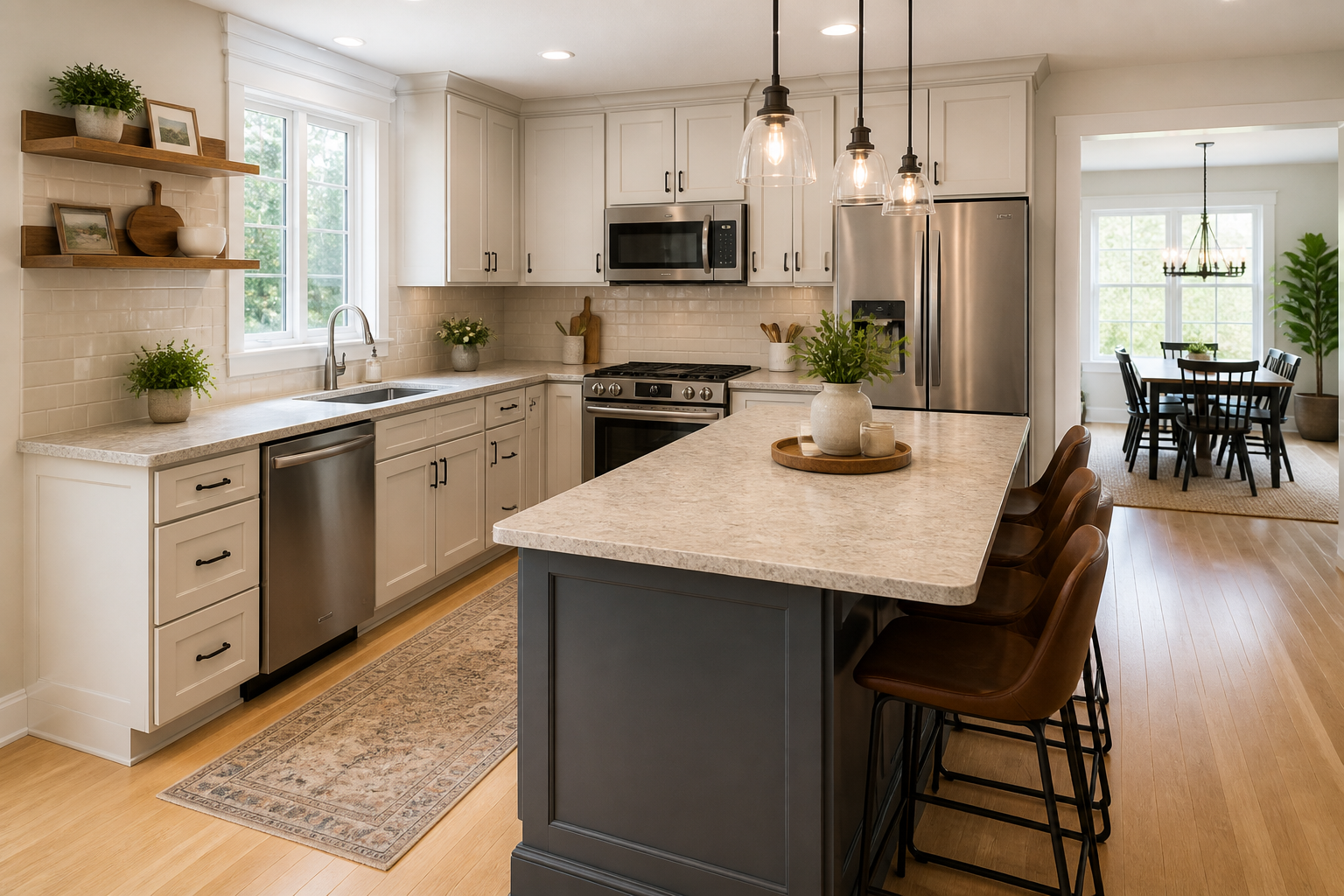 Modern kitchen with new laminate countertops