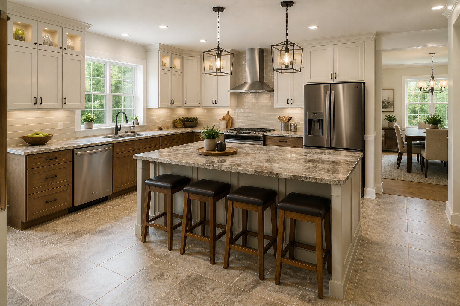 Modern kitchen with laminate countertops