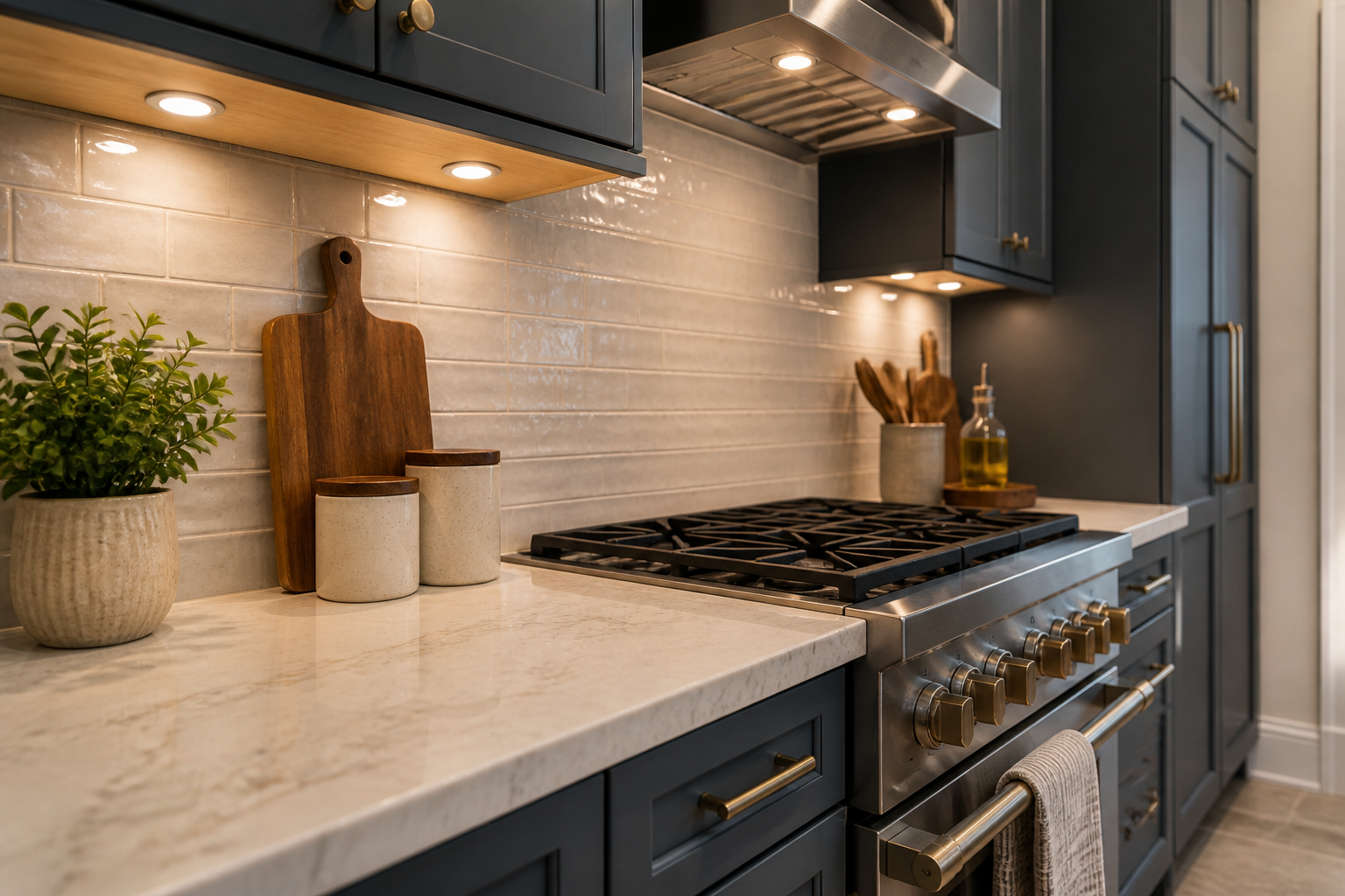 Closed kitchen with glass door connection