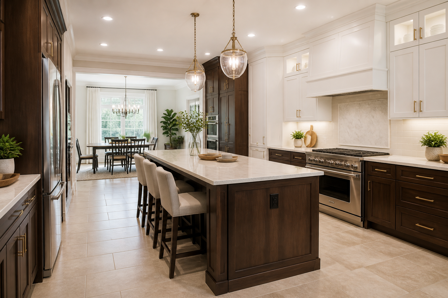 dark brown and white kitchen