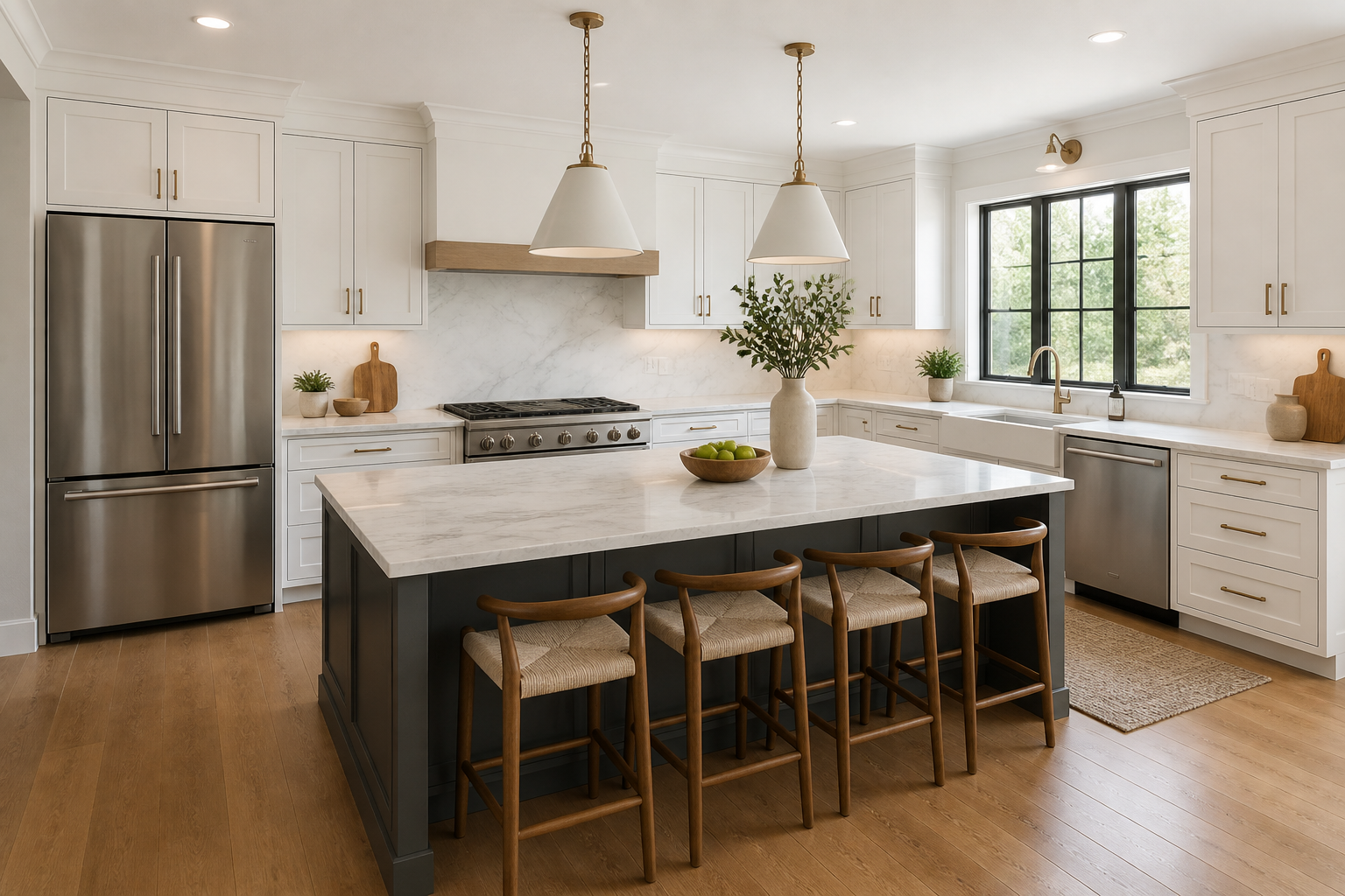 Designer reviewing marble slab with clients