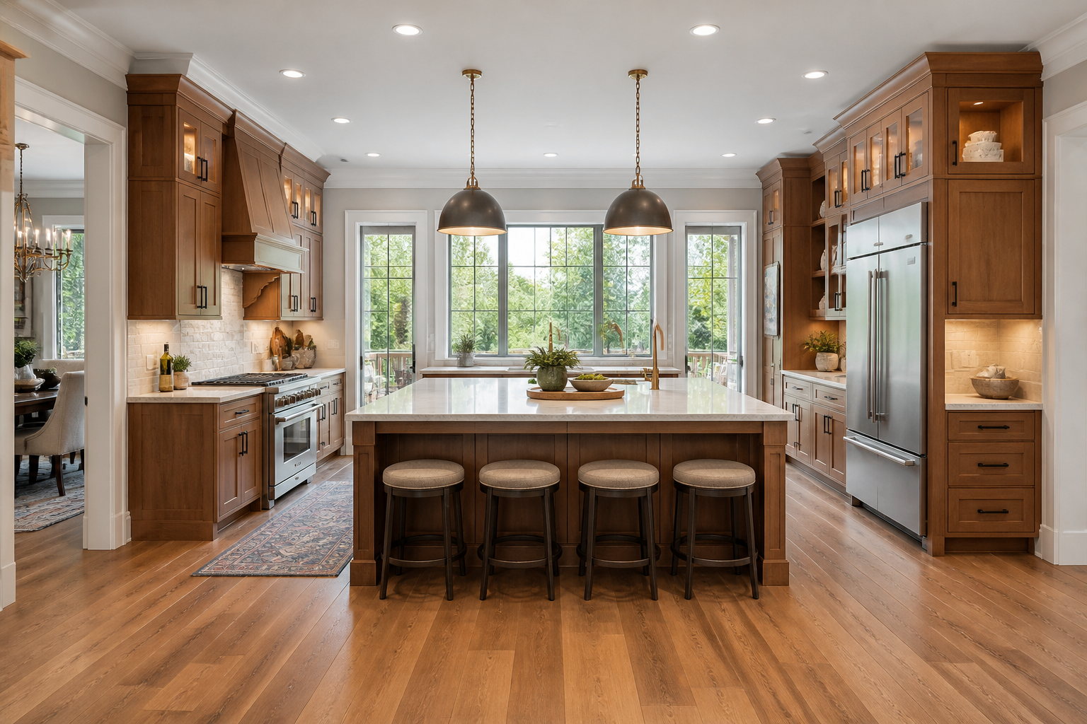 Modern kitchen with wood cupboards