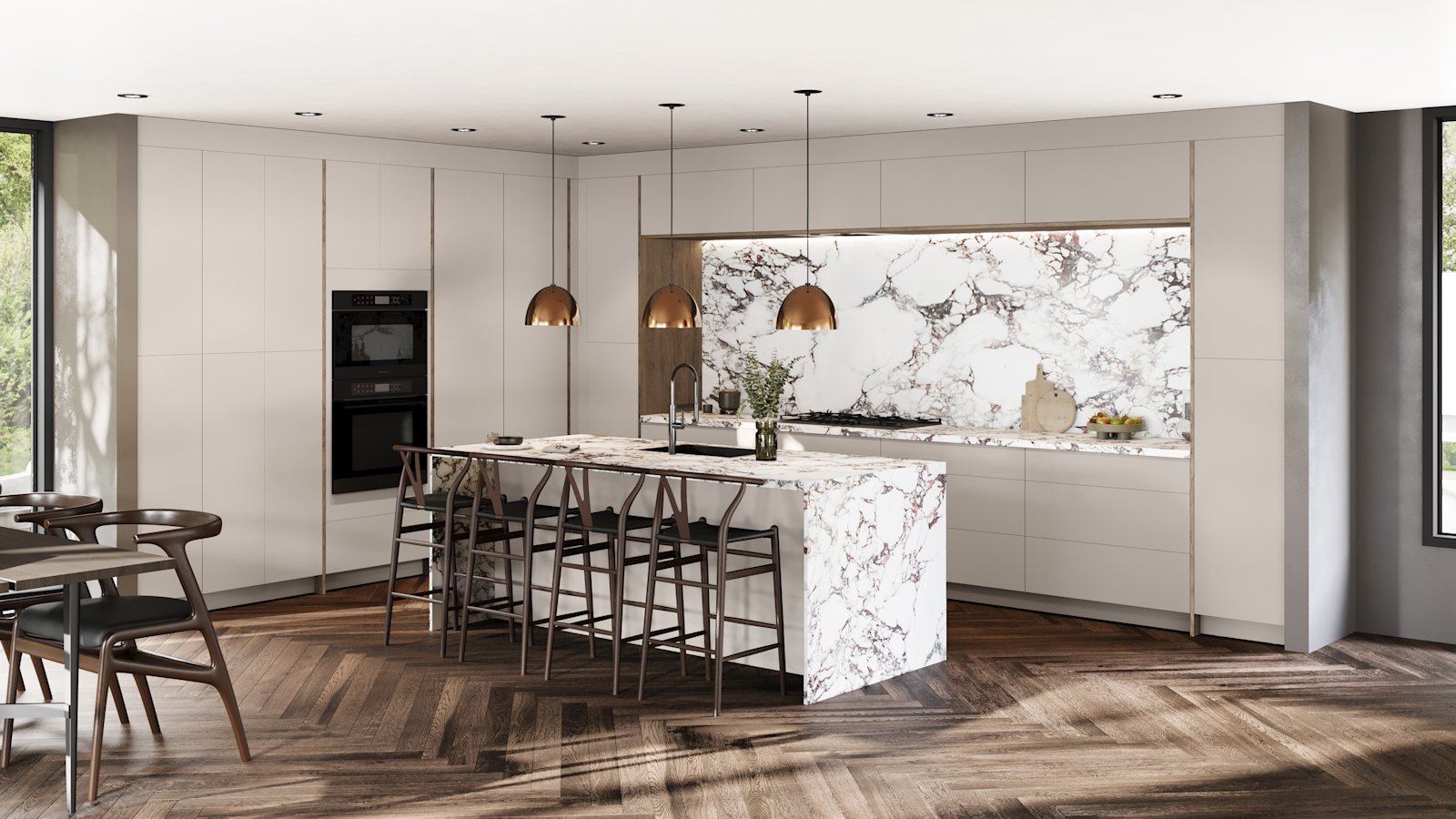 Kitchen with Catalina Carbone Matte cabinets by Fabuwood