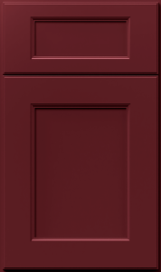 Fusion cabinet door by Fabuwood in Cabernet Red finish