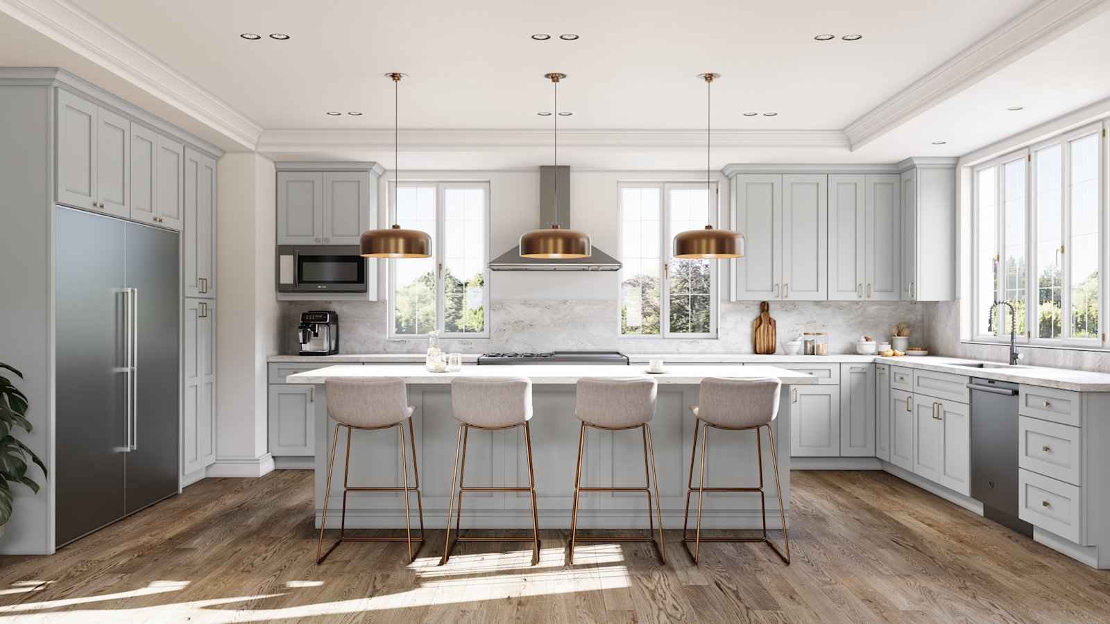 Kitchen with Galaxy Nickel cabinets by Fabuwood
