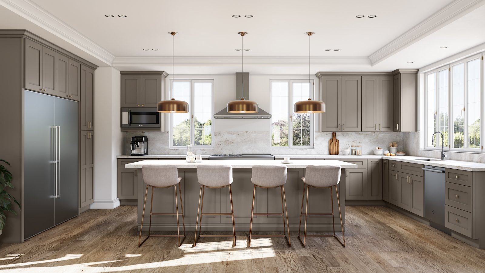 Kitchen with Galaxy Stone cabinets by Fabuwood