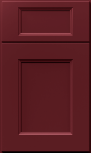 Nexus cabinet door by Fabuwood in Cabernet Red finish