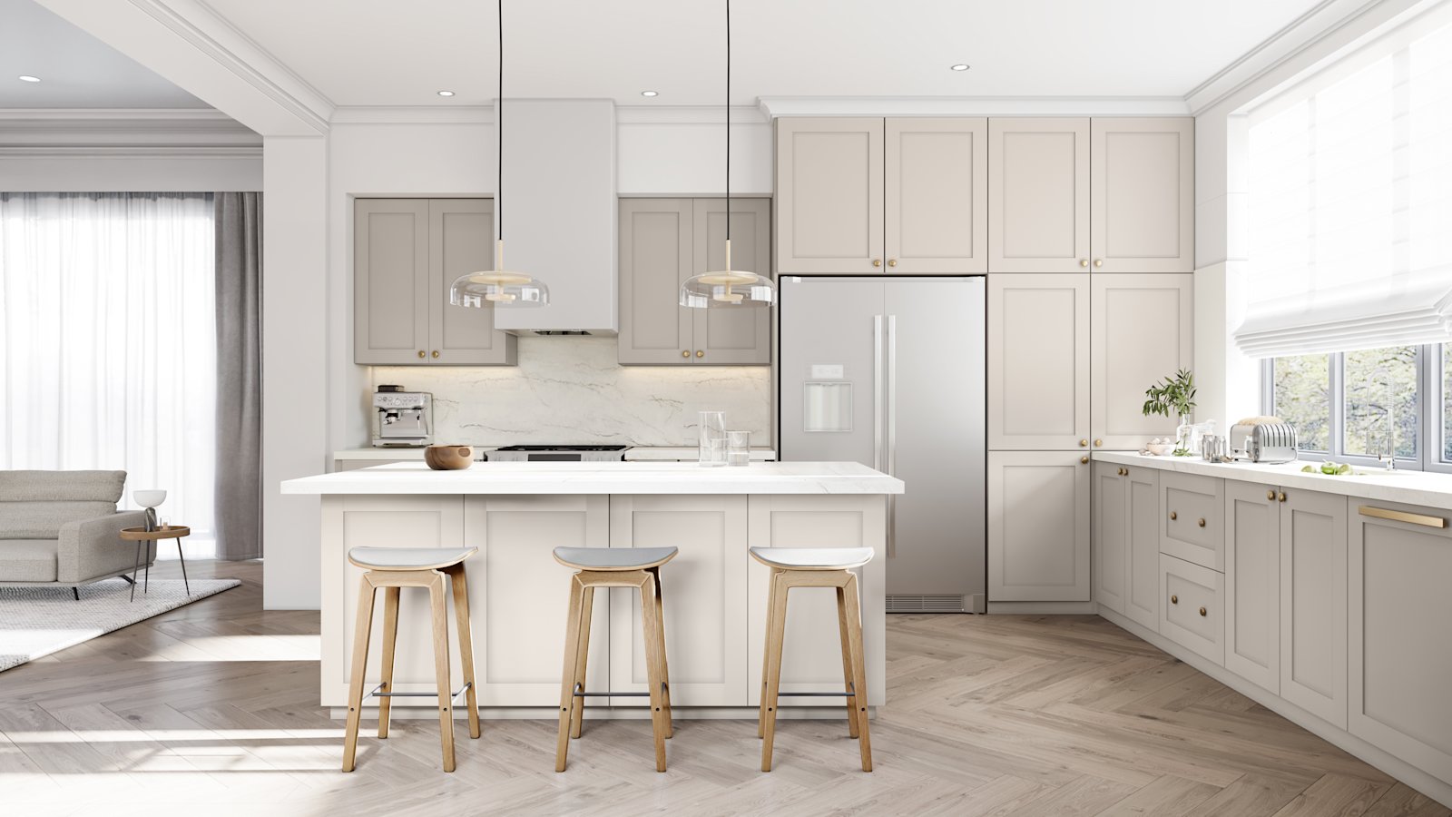 Kitchen with Tuscany Cashmere cabinets by Fabuwood