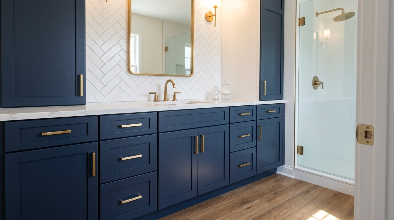 Stylish bathroom finishes and fixtures detail