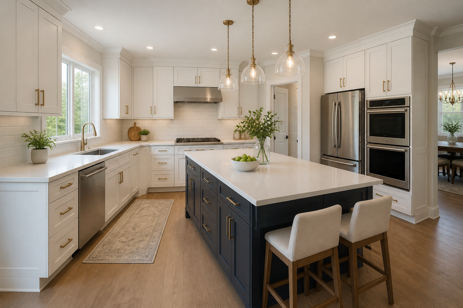 White shaker cabinets in remodeled NJ kitchen