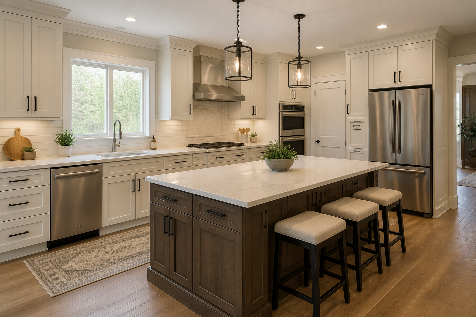 Designer and homeowner planning New Jersey kitchen remodel