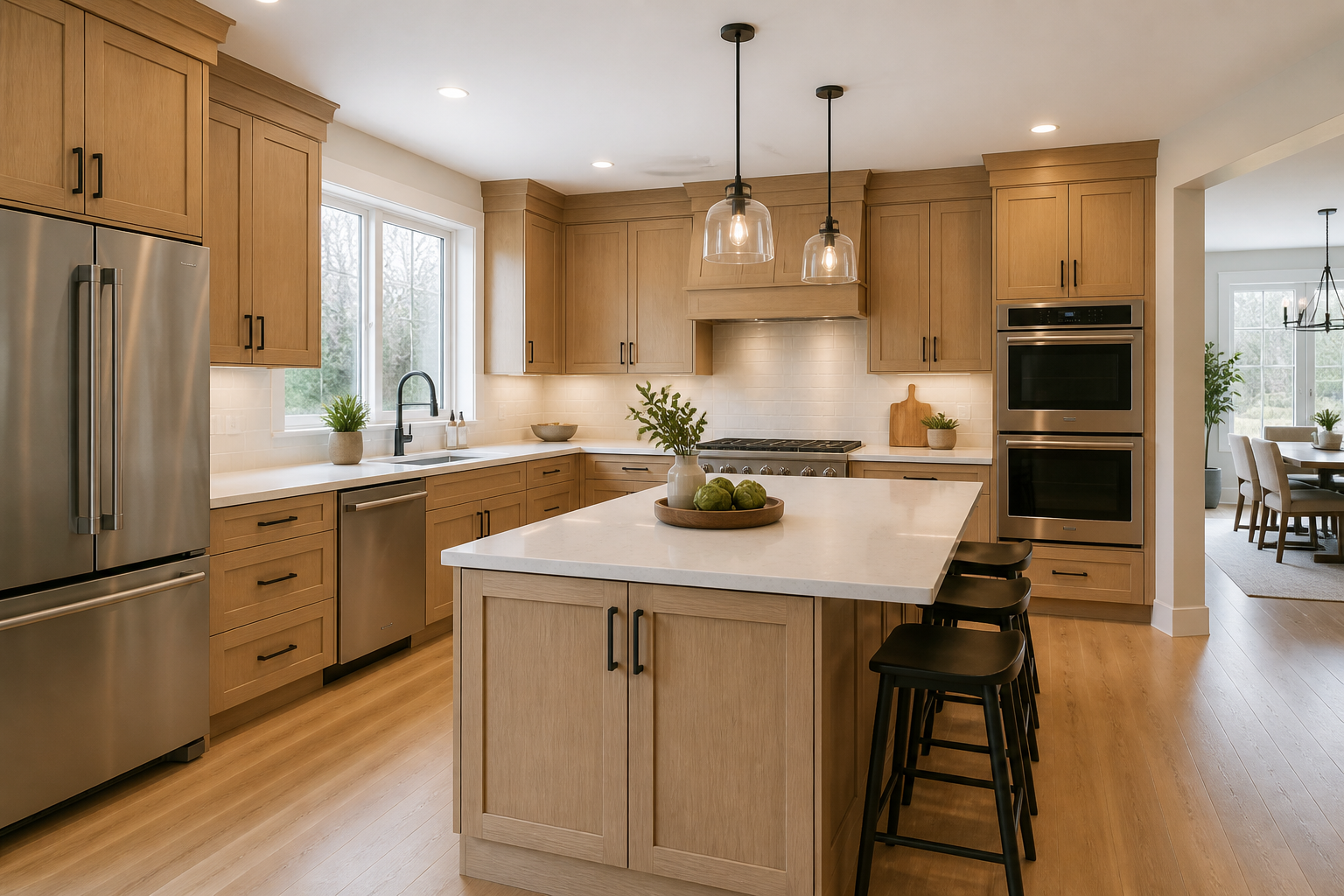 Walnut and white oak mixed cabinetry design
