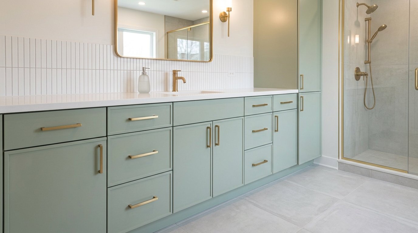 Bathroom remodel with vanity and upgraded finishes