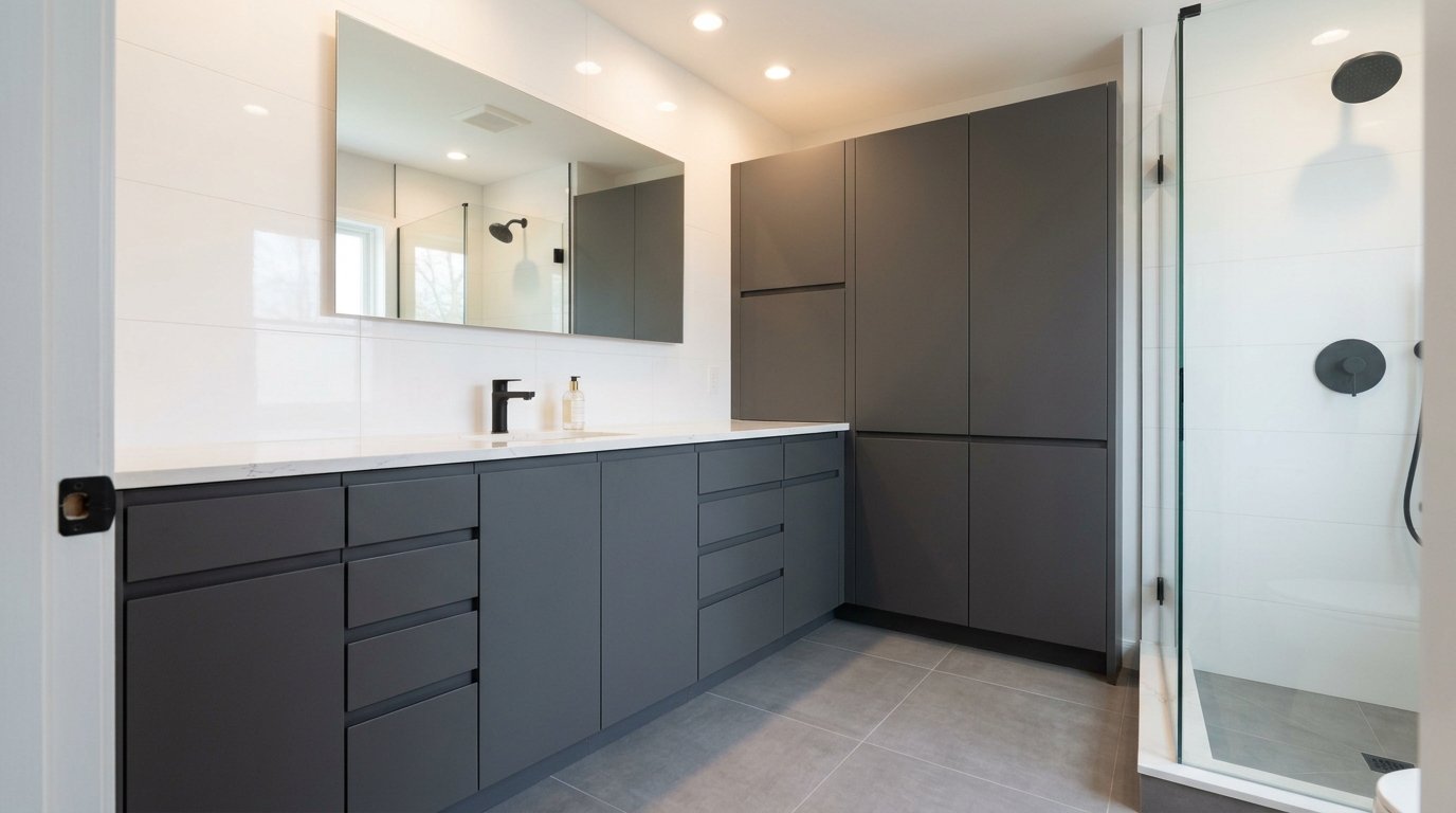 Modern bathroom vanity with organized storage