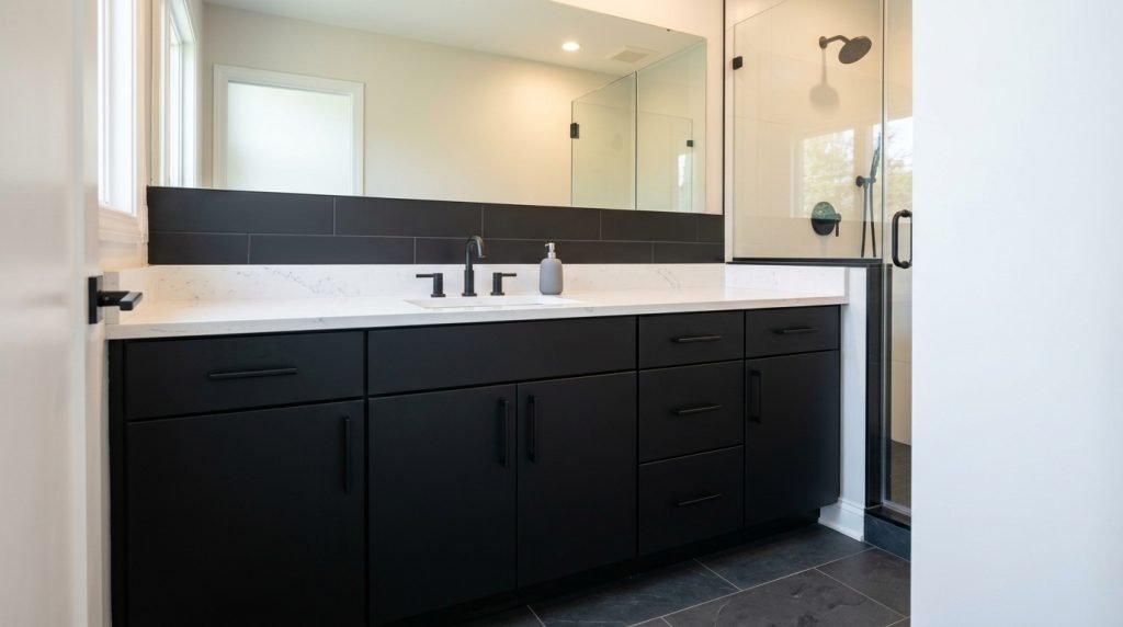 black bathroom cabinets